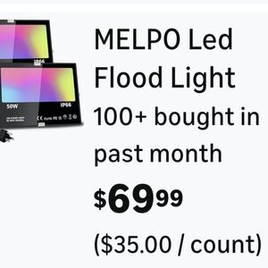 2 MELPO LED Flood Light - Black with Rainbow Gradient Panel